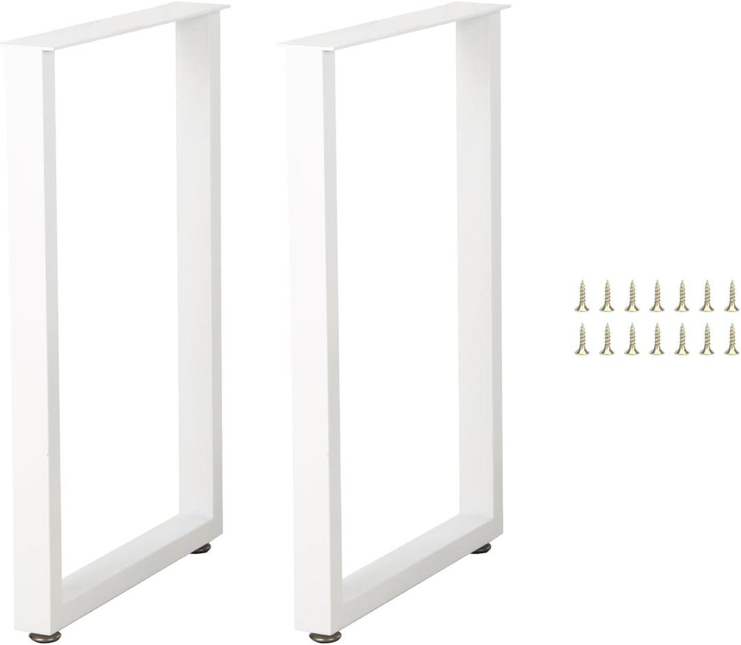 40 Inch Bar Height Table Legs, Heavy Duty Rectangular Iron Furniture Legs for Pub Table, Breakfast Bar, Home Bar & DIY Furniture, Set of 2 (White, 40 inch, 17.71, Inches)