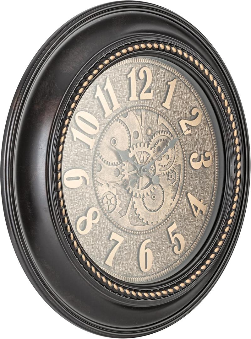 Pacific Bay Rodalben Giant Decorative Light-Weight 24-inch Wall Clock Silent, Non-Ticking, 3-D Aluminum Dial, Easy-to-Read, Quartz Battery Operated, Glass Face Cover (Bronze)