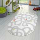 STARUIA Road Traffic Kids Rug Children Playing with Cars Playmat 3x5 Ft, Washable Play Carpet for Kids Playroom, Non-Slip Have Fun Safe Baby Nursery Rug for Toddler Boy's Bedroom Game Room Grey
