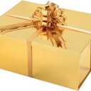 UoeRing Gold Extra Large Gift Box 2Pcs 22x17x9 inch, luxury Gift Box with Lid for Presents Birthday Christmas Valentine's Day (Includes Pull Bows,Card,Envelope,Filler)