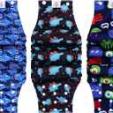 CuteBone Washable Dog Diapers Male with Snaps Reusable 3pcs a Pack Doggie Belly Band for Male Dogs Wraps KDM02XL (XL(21"-27"))