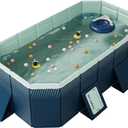 Dog Pool - Foldable With Unique Octagonal Design, Scratch Resistant Bathing Tub for Pets, Portable for Indoor Outdoor Use (Blue, 71" Lx54 Wx20)