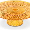 Amici Home Rochester Footed Glass Cake Stand | Round Vintage Style Cake Plate | Serving Platter for Cupcakes, Cookies | Dessert Display Stand for Parties, Weddings, and Gift (Amber)