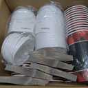 Disposable Coffee Cups with Lids for 48 Guests 16 oz, Christmas Buffalo Plaid Hot Cups for Coffee/Tea/Water/Juice, Xmas Premium Party Tableware Sets for Holiday, Winter, School, Family