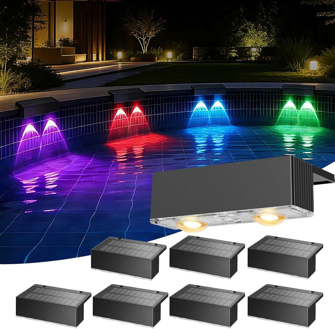 4 Pack Solar Pool Lights for Above Ground Pools, Swimming Inground Pool LED Lighting Solar Powered, Outdoor Poolside Fence Deck Accessories Decor