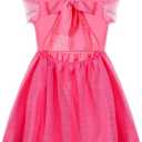 Girls Tulle Dresses Toddler Ruffle Sleeve Sparkle Tutu Dress Kids Clothes Party Gifts Outfits (Pink)