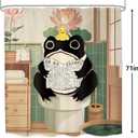 LGhtyro Funny Frog Shower Curtain Bathroom Set 60Wx71H Inches Traditional Japanese Cute Animal Kwaii Rustic Wood Board Toilet Newspaper Bath Accessories Cute Art Home Decor Fabric 12 Pack Hooks