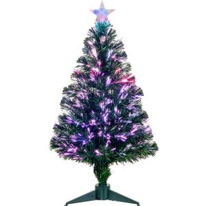 3FT Fiber Optic Green Christmas Tree Artificial Tree with Stand,Pre-lit Full Xmas Tree with Top Star Perfect for Indoor Holiday Decoration
