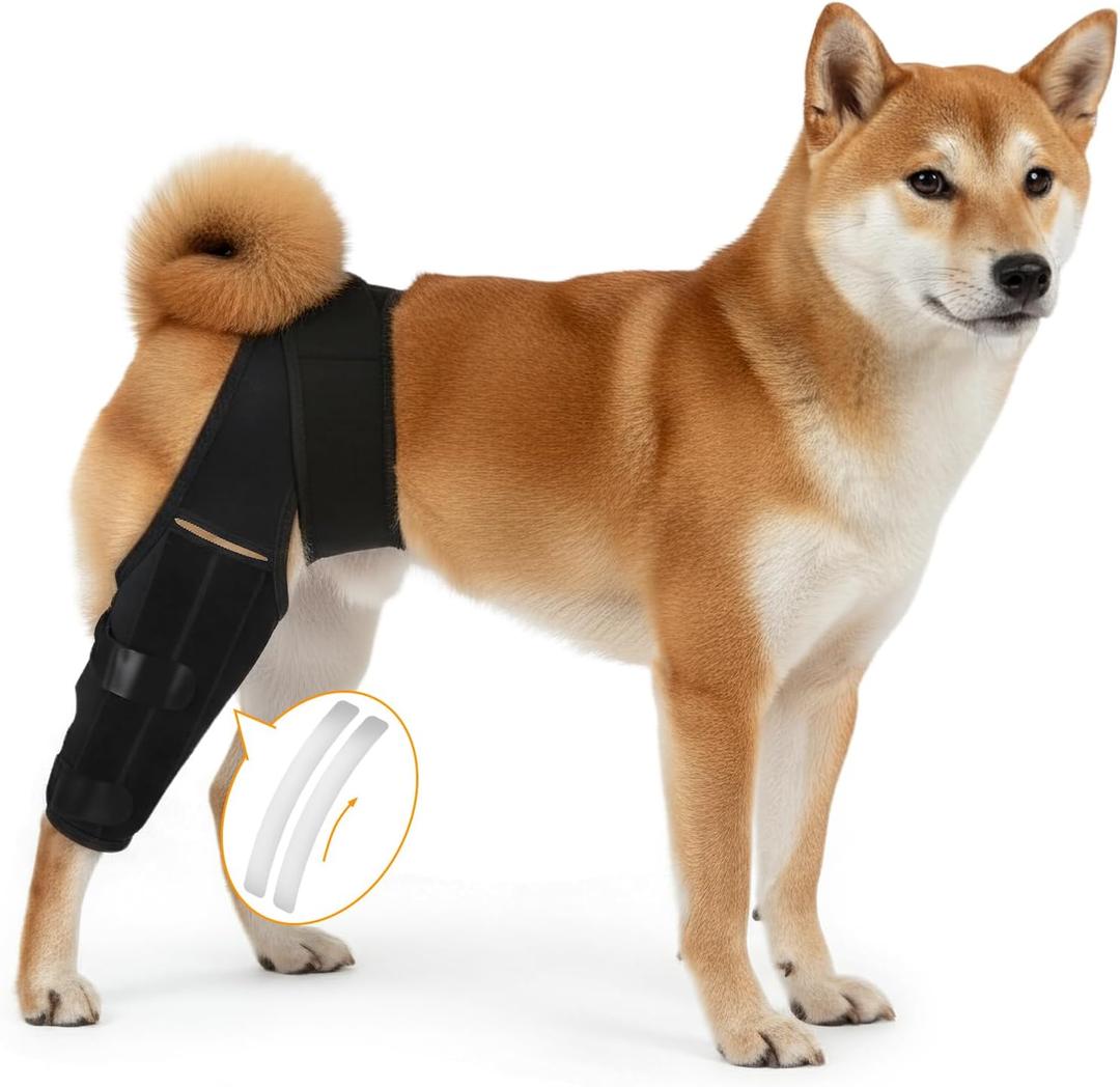Dog Knee Brace for Hind Leg Adjustable Rear Leg Support with 2 PP Resin Bars, Helps Torn ACL, Ligament Injuries, Luxating Patella & Hip Dysplasia Recovery for Left/Right Hind Leg (S)