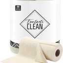 Fantasticlean Tear Away Dish Cloth - 40 Sheets - 10'' by 10'', Reusable Washable Kitchen Towel Rolls, Super Absorbent and Thick Microfiber Cleaning Cloths (2 Rolls of Beige and MossGreen)