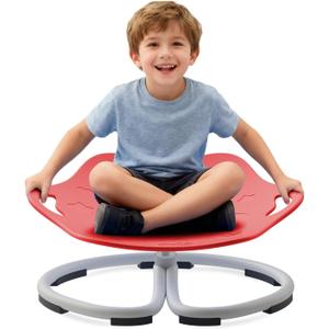 Spinning Chair for Autistic Kids, Sensory Swivel Chairs, Sit and Spin Sensory Toys with Grippable Handle Design, Trains Body Coordination, Autism ADHD Chairs Indoor Outdoor Play Equipment (Red)