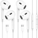 2 Pack Headphones with USB-C Plug, Wired Ear Buds with Built-in Remote to Control Music, Phone Calls, and Volume,Compatible for iPhone 15 16 17 Pro Max Plus.