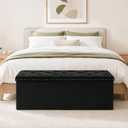 43.7 Inches Velvet Storage Ottoman Bench，Black, 43.7"D x 15.7"W x 15.7"H
