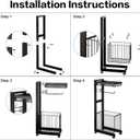 Toilet Paper Holder Stand with Storage Shelf - Multi Tier Metal Toilet Paper Stand with Large Basket for Tissue Rolls, Wipes, Magazines, Sturdy Standing Organizer for Bathroom, Toilet (Black)