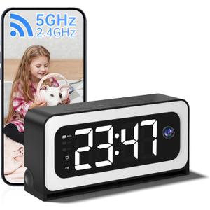 ZKCAI 2K Smart Clock Camera, 5G&2.4G WiFi Nanny Cam Wireless Indoor Camera, Cameras for Home Security, AI Human Detection and Alarm, 2 Way Talk, 360°PTZ, Color Night Vision, Compatible with Alexa