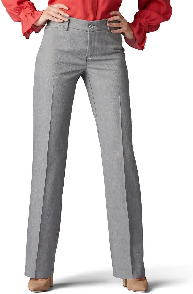 Lee Women's Flex Motion Regular Fit Trouser Pant, ash Heather, 12 Short