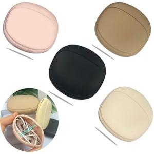 CIXVOEMK Silicone Headphone Organizer - Data Cable Storage Case - Mini Magnetic Storage Box - Portable Wired Headset Storage Bag (Black -Beige- Brown - Nude)