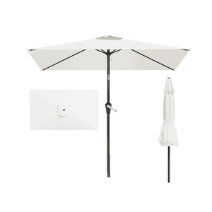 6.5' x 10' Rectangular Patio Umbrellas for Outdoor, Outdoor Table Umbrella, Large Outdoor Patio Umbrellas with 6 Sturdy Ribs for Market, Garden, Pool (Cream-white)