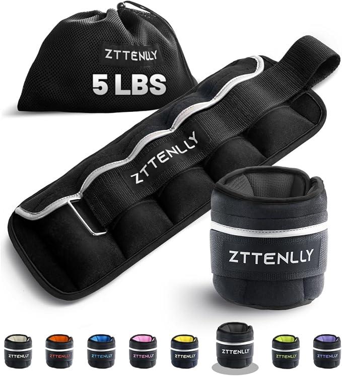 ZTTENLLY Pair Adjustable Ankle Weights, 2 4 6 8 10 lb Modularized Leg Weight Straps for Women Men, Weighted Ankle Weight Set with Removable Sandbags, 5 lb per Ankle Strap for Gym Yoga Jogging Walking, 5-lb pair (2.5 lbs each)