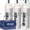 Ergotrail Soft Flask 500ml 3 Pack  Leak-Free Running Water Bottles for Runners, Hikers & Athletes  Bite Valve, Wide-Mouth, Freezable Soft Water Bottles for Running Vests Wide Mouth (Clear)