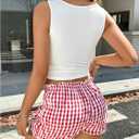 Women's 2 Piece Outfits Bow Graphic Crop Tank Top and Frill Bloomers Shorts Summer Outfits Trendy (XL)