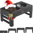 ELS PET Elevated Dog Bowls, Adjustable Raised Dog Bowls with No Spill Dog Water Bowl and Stainless Steel/Slow Feeder, Stand for Small Medium Large Dogs,Cats & Pets (Plastic)