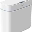 JOYBOS Bathroom Trash Can,3 Gallon Waterproof Automatic Small Bathroom Garbage Can with Lid, Slim Motion Sensor Plastic Narrow Trash Bin for Bedroom, Kitchen, Office,RV White