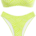 ZAFUL Women Strapless High Cut Bandeau Bikini Lace Up 2 Pieces Swimwear Large