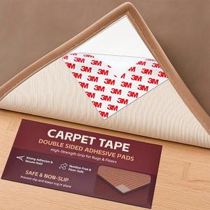 Carpet Tape Double Sided, Heavy Duty Rug Tape for Hardwood Floors, NonSlip Carpet Adhesive Tape for Area Rugs, Strong Grip
