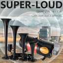 Train Horns Kit for Trucks 180dB Super Loud Truck Air Horn with 150 PSI 12V Air Compressor Air Tank Can for Truck Car Jeep SUV Train Pickup Boat and Other Vehicles