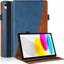 Case for iPad 11th Gen 2025 11 inch/iPad 10th Generation 2022 10.9 Inch, iPad 10 Generation Covers Bussiness Premium PU Leather Folio Stand Wallet Case-Navy Blue