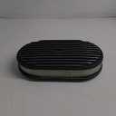 15 Air Cleaner for Carburetor, Oval Polished Aluminum Fully Finned Air Cleaner Element Compatible with Chevy-Black