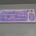 Cute Cat 2.4G USB Wireless Keyboard and Mouse Combo, Silent Keys, Candy Colors, Compatible with Notebook, PC (Purple-84Keys)