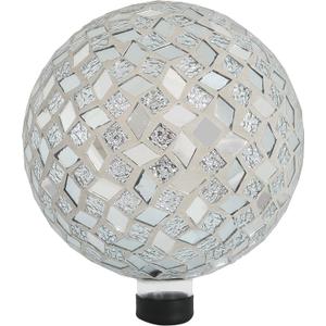 Sunnydaze 10-inch Gazing Ball for Garden - Crackled Glass Mosaic Gazing Globe for Outside - Mirrored Diamond Mosaic