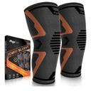 Knee Brace for Pain Relief - 2 Pack Knee Sleeves for Men and Women - Support for Weightlifting, Gym, Workout, Volleyball - Meniscus Tear, ACL, Arthritis (L)