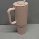 40 oz Insulated Tumbler with Handle,Flip Straw,Lid & Rubber Base Stainless Steel Water Bottle - Leak Proof Vacuum Insulated Mug BPA Free Reusable Travel Cup Gifts for Women/Men (Peach pink40oz)