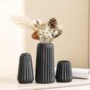Black Ceramic Vase Set of 3 Modern Minimalist Bohemian Home Decor Vase Farmhouse Rustic Mantel and Shelf Decor Spacious Vase for Living Room Entryway Countertop Accents and Gift