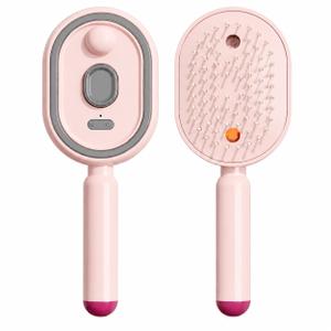 2026 New Electric Steam Hair Brush,Rechargeable 3-in-1 Nano Mist Hair Brush with Water Spray,Air Cushion Detangling Massage Comb for Long and Short Hair,Smooths Frizz,Home Travel Styling Tool(Pink)