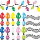 60 Pcs Christmas Car Reflective Bulbs Magnets Decorations, 40 Refrigerator Bulbs Light Shaped Magnets 20 Magnetic Wires for Xmas Holiday (Christmas)