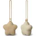 Moonkie Silicone Pacifier Holder Case, Cute Portable Pacifier Storage Case, 2 Pack (Croissant/Sand)