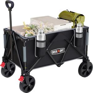 Overmont 150L Wagons Carts Foldable - Large Capacity Folding Collapsible Wagon Cart for Grocery Camping Utility Gardening Sports Travelling- 330lbs Load