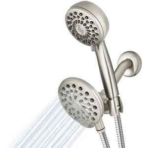 Waterpik One-Touch Dual 2-in-1 Shower System With Rain Shower Head and 7-Mode Hand Held Shower Head, Brushed Nickel XPB-139E-769ME