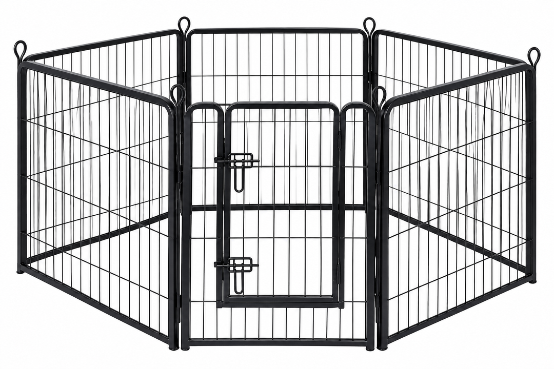 DUMOS Dog Playpen 40 Inch 5 Panels Indoor Outdoor Metal Pet Fence / Foldable Dog Play Pen with Door, Portable Exercise RV Camping, Puppy Small Medium Large Dogs