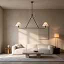 46-Inch Black Modern Linear Chandelier 2-Light, 46.25"w x 5"d x 20"–63"h
