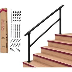 CHR Fence & Rail Hand Rails for Outdoor Steps, 5 Step Handrail & Indoor Stair Railing Kit, Railings for Outdoor Steps and Hand Rails for Seniors for Porch Railing & Deck Hand Rail, 4 to 5 Steps