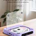 ENVYCLOUD CD Player Portable with Dual Stereo Speakers, Rechargeable Portable CD Player with Bluetooth for Home with Headphones, Support CD/AUX/USB, Purple