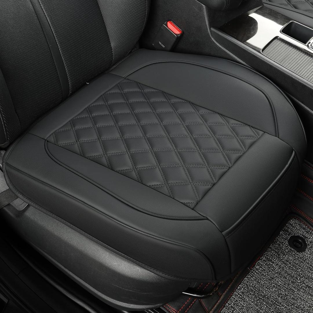 1 Pack Leather Front Car Seat Covers,Bottom Seat Covers for Cars,Driver Car Seat Cover,Luxury Seat Protectors,Waterproof,Anti-Slip,Full Wrap,for Most Vehicles,Sedan,Truck,SUV(Black)