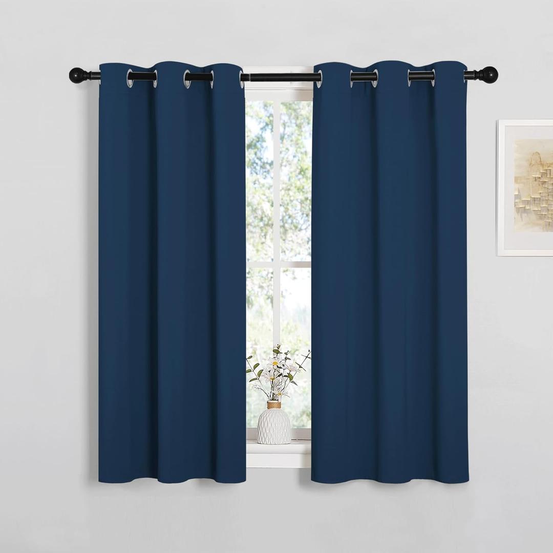 NICETOWN Bedroom Curtain Panels Blackout Draperies, Thermal Insulated Solid Grommet Blackout Curtains/Drapes (Moroccan Blue, 1 Pair, 34 by 45-inch) (34"W x 45"L (Pack of 2), Moroccan Blue)