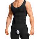 TAILONG Men's Shapewear Tummy Control Bodysuit Sleeveless Compression Shirts Slimming Body Shaper Fajas Para Hombres Black, L