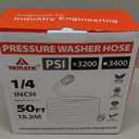 YAMATIC Super Flexible Pressure Washer Hose 50FT for Power Washer Replacement, Kink Resistant Extension With Leak-Free M22 Female & 3/8" Quick Connect Adapters, 1/4" 3200 PSI, Green